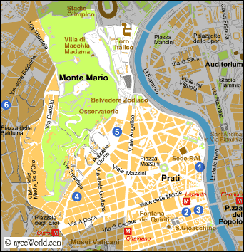 Mappa di Roma, zona Prati