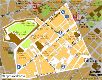 Mappa di Roma, zona Quirinale