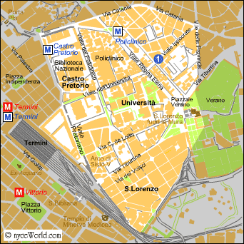 Mappa di Roma, zona Università