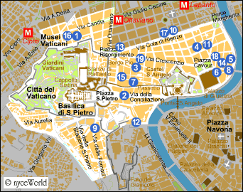 Mappa di Roma, zona San Pietro - Vaticano