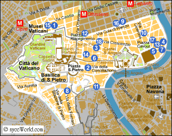 Mapa de Roma, Vaticano - St.Peter