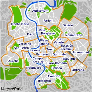 Mapa de los Hoteles en Roma - Italia