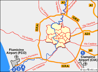 Map of Rome Airports