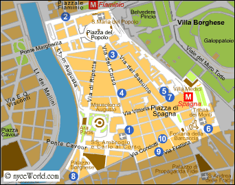 Map of Rome, Spanish steps