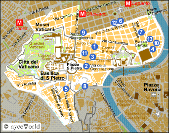 Map of Rome, Vatican - St.Peter