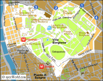 Map of Rome, Villa Borghese